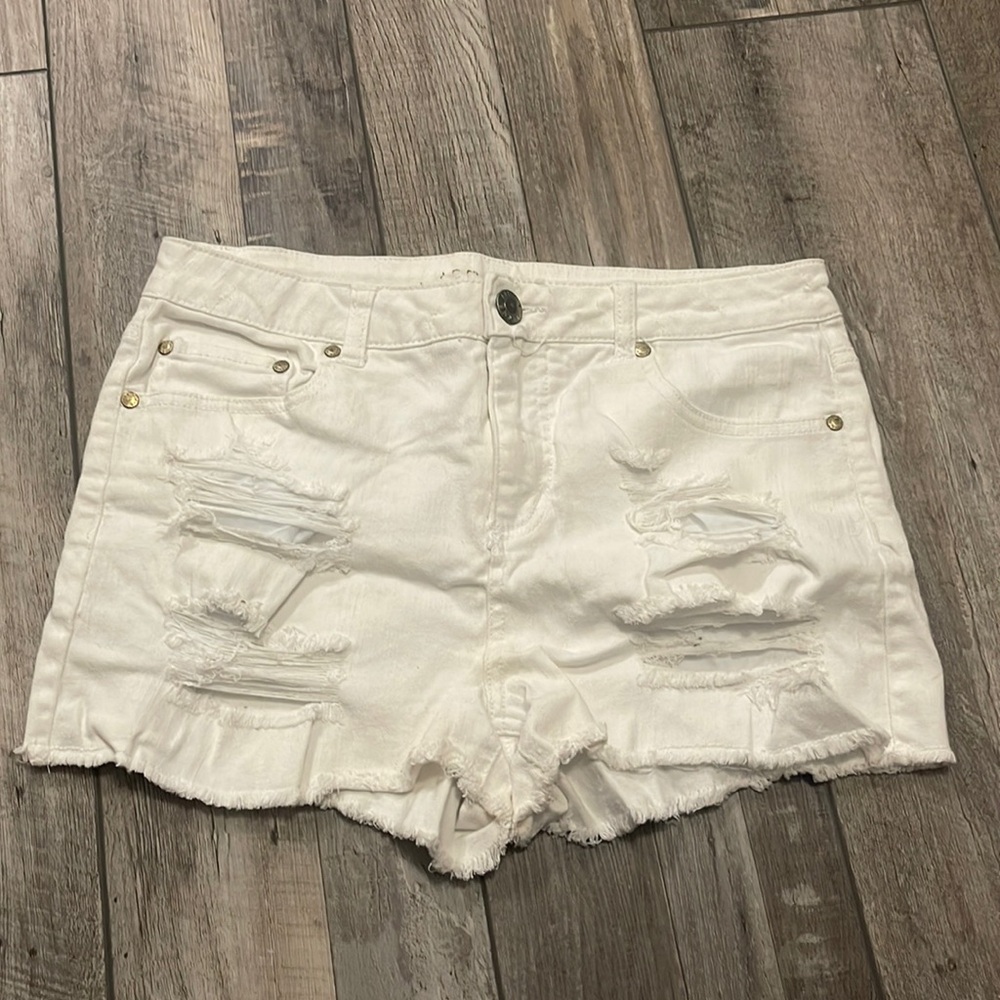 White Arden B Distressed Jean Shorts